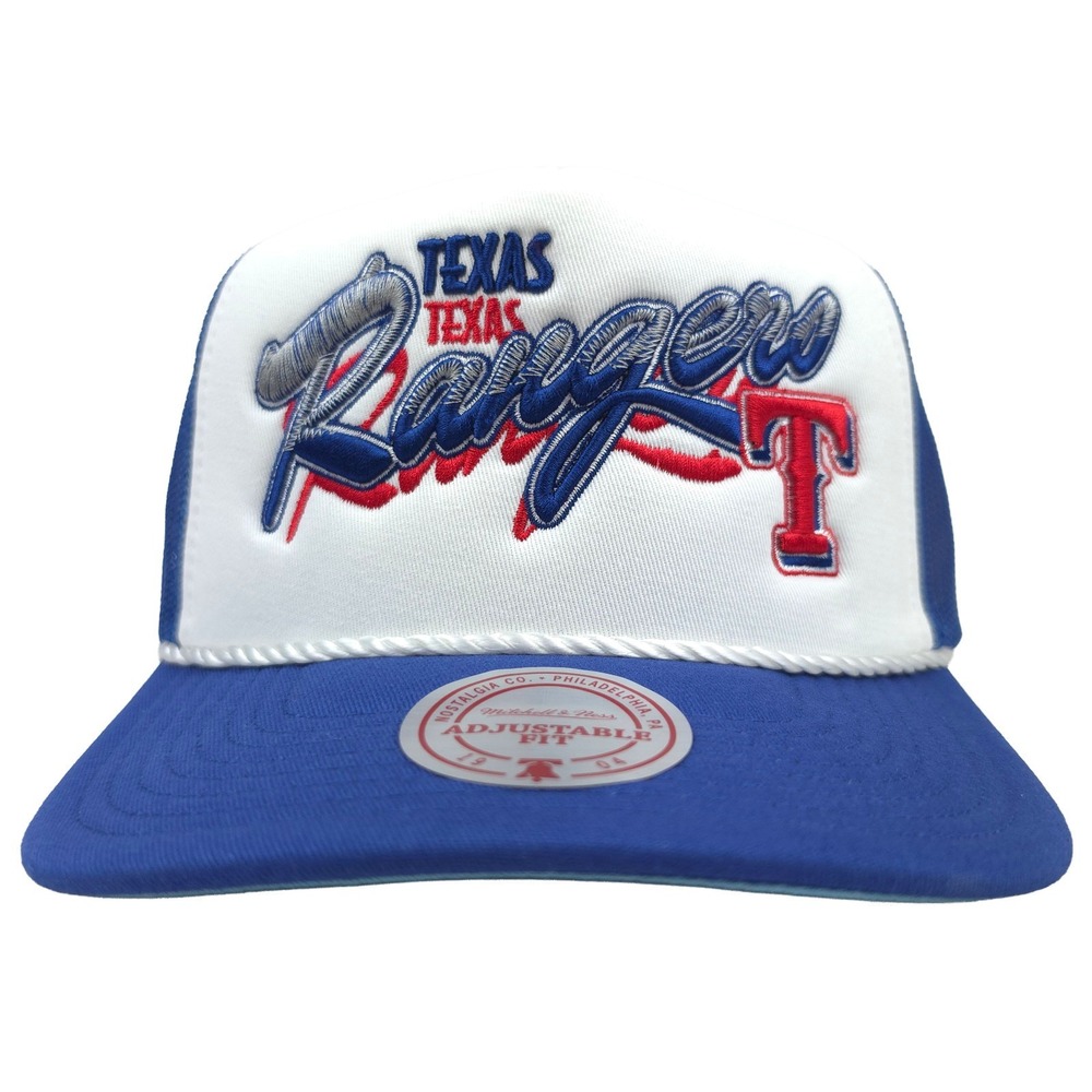 Texas Rangers Mitchell & Ness MLB Trucker Hat Cap 3D Logo Rope Bill White NWT